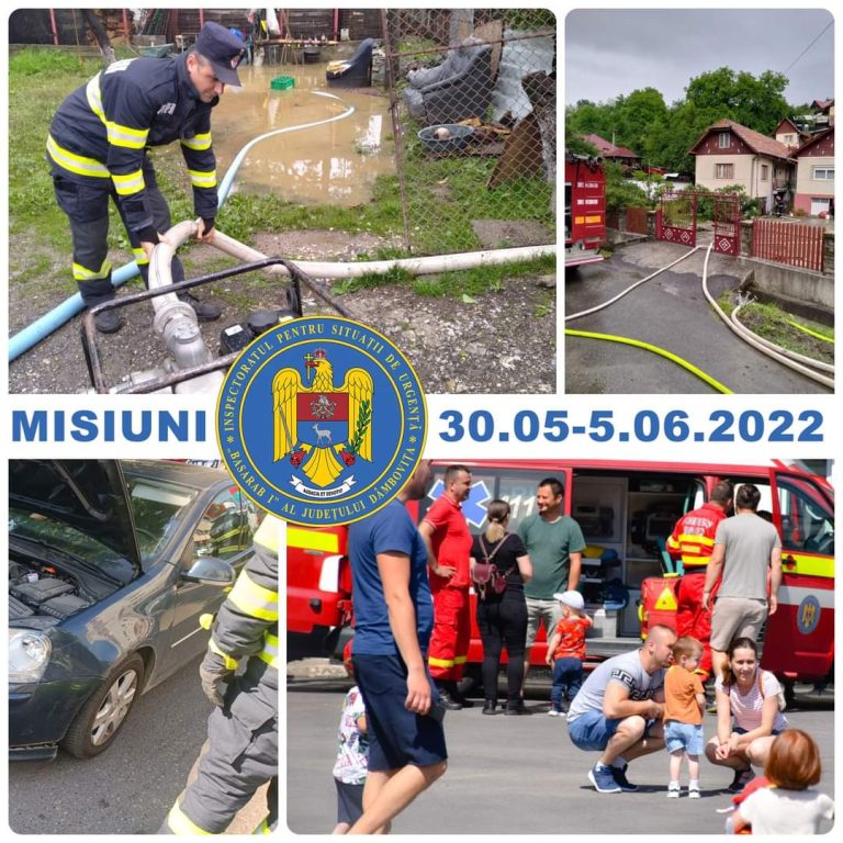 52 de  misiuni ale pompierilor dâmbovițeni în perioada 30 mai – 5 iunie 2022: