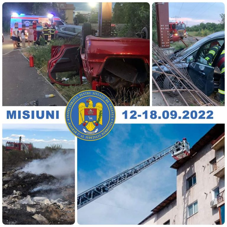 270 de  misiuni ale pompierilor dâmbovițeni în perioada 12 – 18 septembrie 2022