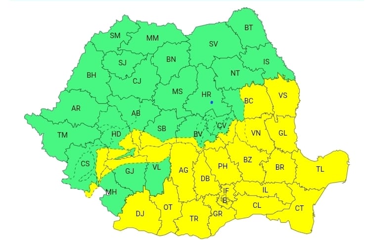 Județul Dâmbovița intră, începând de astăzi, 17 februarie, ora 10:00, sub incidența unei atenționări meteorologice COD GALBEN, valabilă până miercuri, 18 februarie, ora 22:00